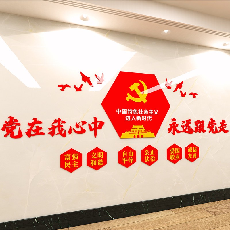 党建宣传栏文化墙党支部照片墙贴党员风采活动中心室.